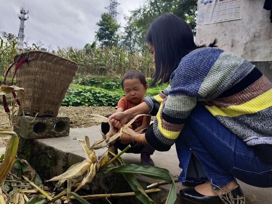 斌斌跟儿童主任学习掰玉米，这样就能帮奶奶干一点活.jpg
